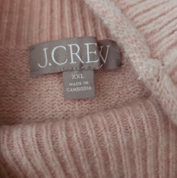 J. Crew Womens Baby Pink Merino Wool Blend Rollneck Sweater Supersoft yarn XXL - Picture 9 of 12